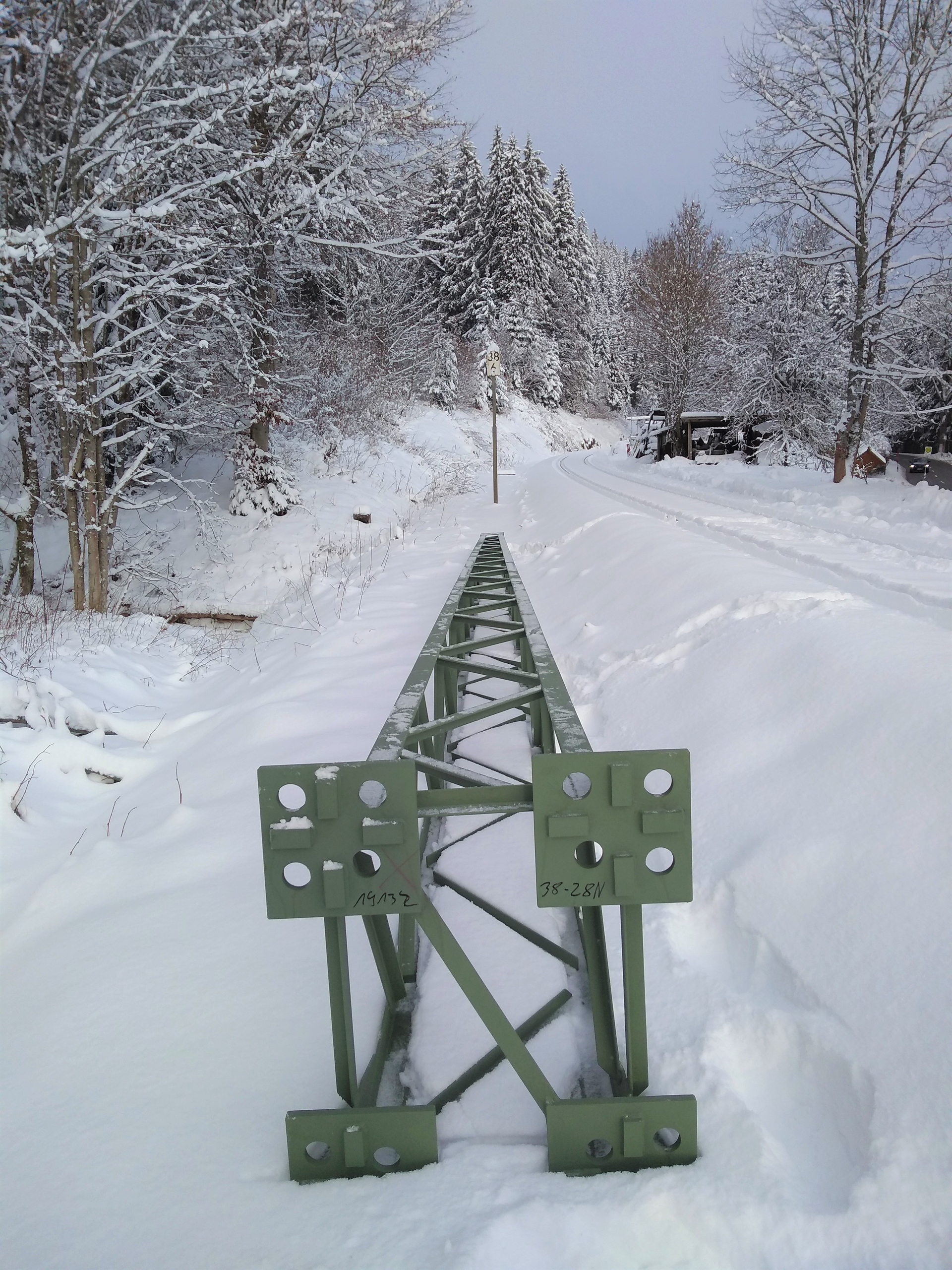 23.01.2019 Erster Oberleitungsmast in Kappel