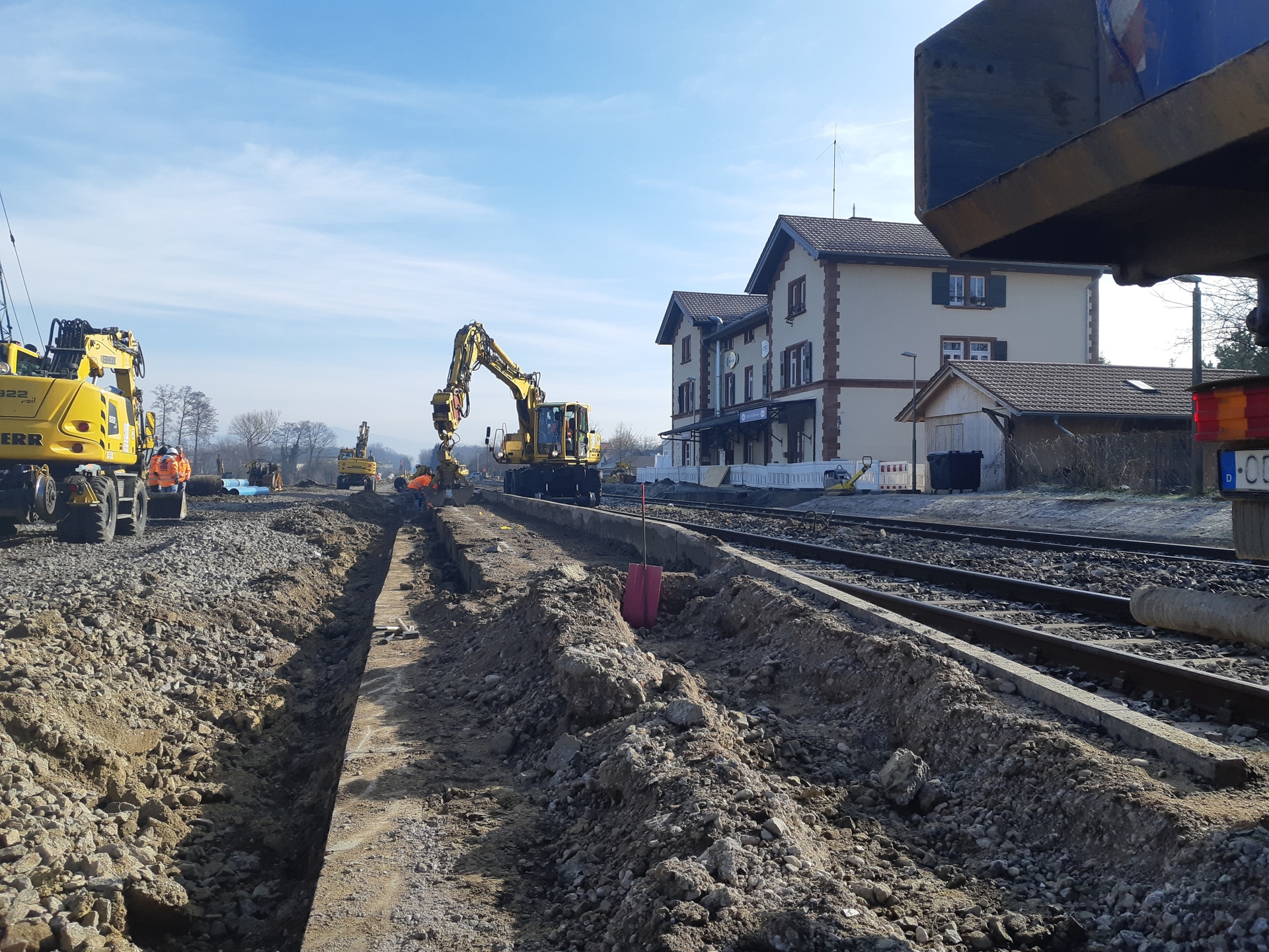 15.02.2019 Die ersten Arbeiten am Bahnhof Gottenheim